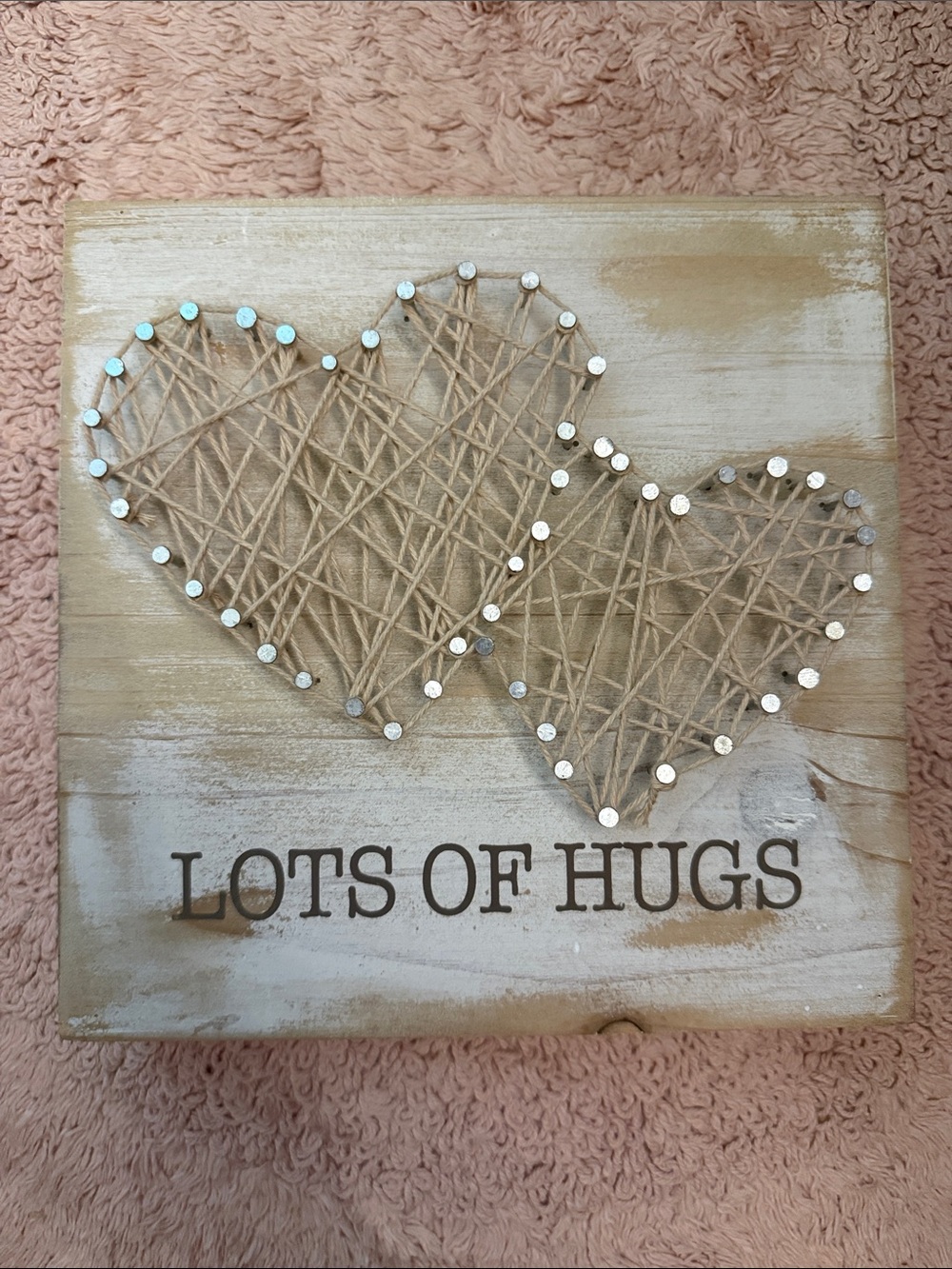 Lots of Hugs Heart String Wall Decor - Natural Wood & Twine